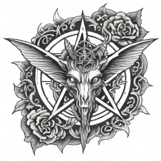 baphomet pentagramm occult tattoo design idea