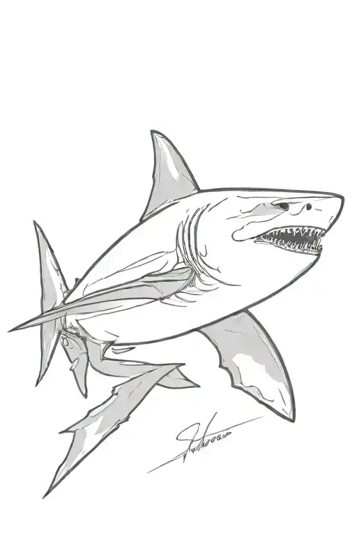 hammer head shark with it's shade tattoo design idea