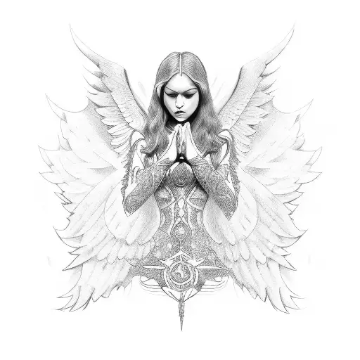 angel protector tattoo design idea