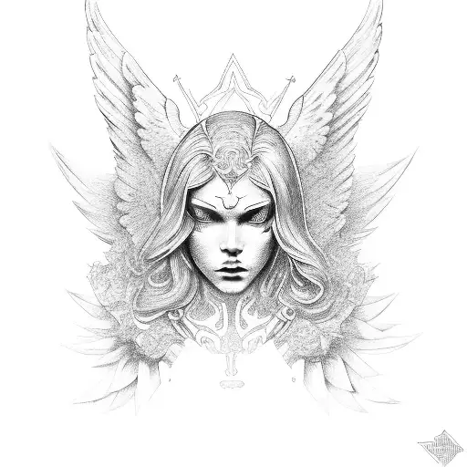 angel protector tattoo design idea