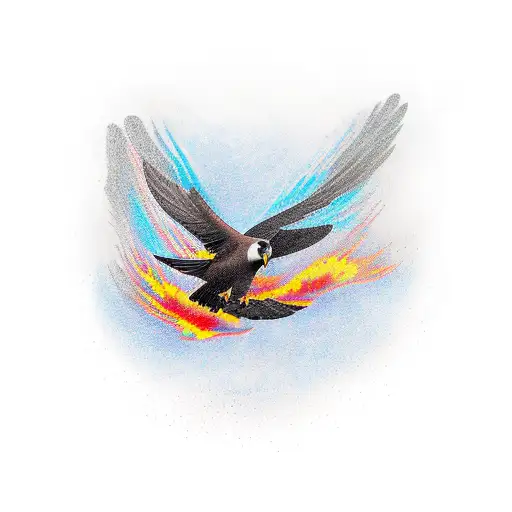 A tattoo of a Chilean condor flying over the Patagonian wilderness, done in a vibrant style for a dramatic effect tattoo design idea