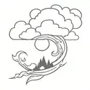 clouds and the Viking symbol "if you want change, you have to invite chaos". tattoo design idea