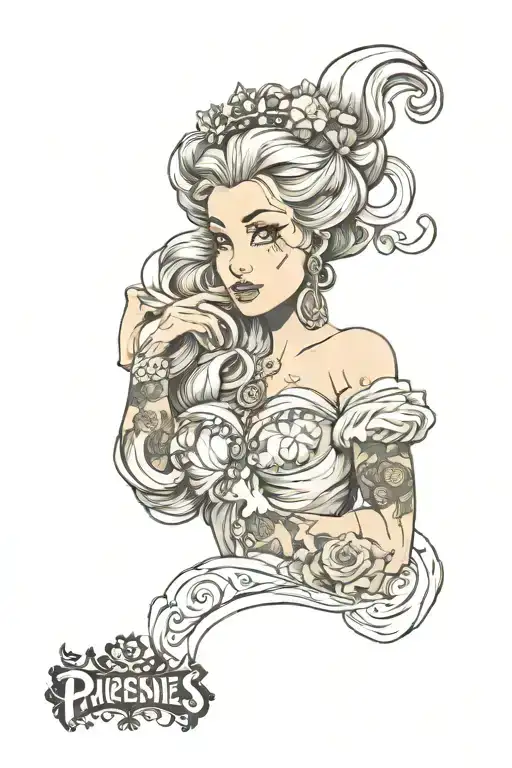 disney princesses, but grungy and can handle themselves, feminists tattoo design idea