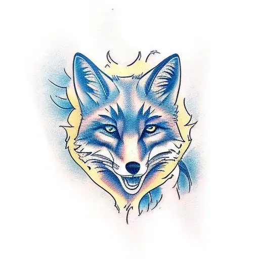 Fox with wolf tattoo design idea