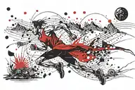 Mountain moon runner running tattoo design idea