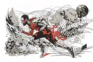 Mountain moon runner running tattoo design idea