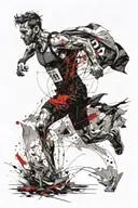 Mountain moon runner running tattoo design idea