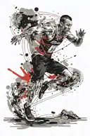 Mountain moon runner running tattoo design idea