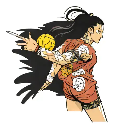 taiwan and volleyball player spiking tattoo design idea