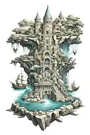 Atlantis lost city tattoo design idea