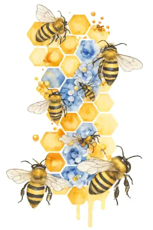 bees in a hive honey colm tattoo design idea