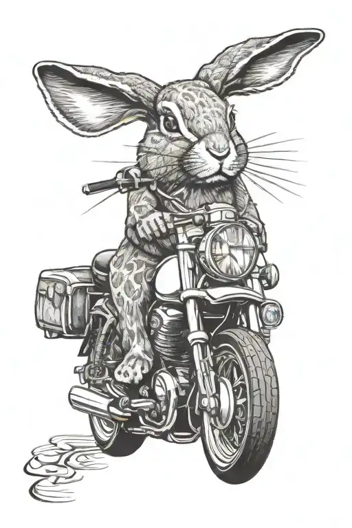 rabbit holland lop riding motorcycles caferacer tattoo design idea