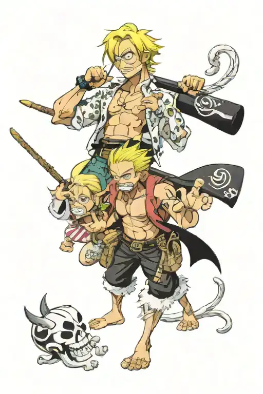 sanji, zeff and usopp tattoo design idea