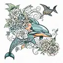 dolphins butterfly's and elephant   tattoo design idea