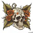 skull and thorn vine tattoo design idea