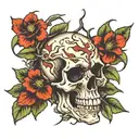 skull and thorn vine tattoo design idea