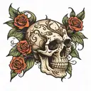 skull and thorn vine tattoo design idea