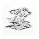 Auspicious clouds,  ink art style, brush drawing, wash painting, only one piece of cloud, Chinese brush draw, thick line tattoo design idea