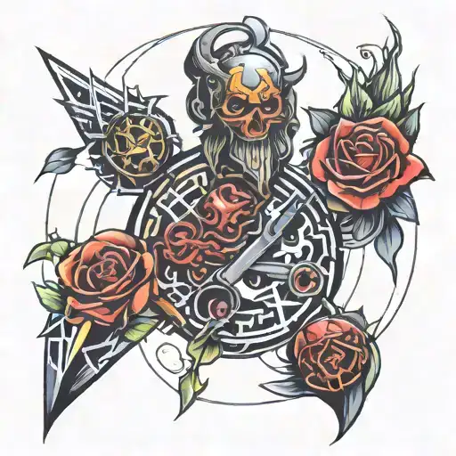 Cyber sigilism tattoo tattoo design idea