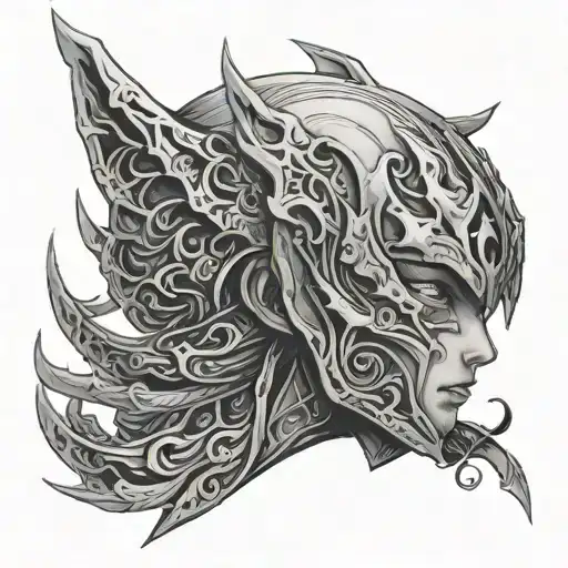 assasin ligthning mask killua zoldyck tattoo design idea