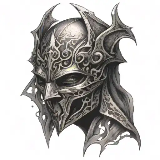assasins ligthning mask tattoo design idea
