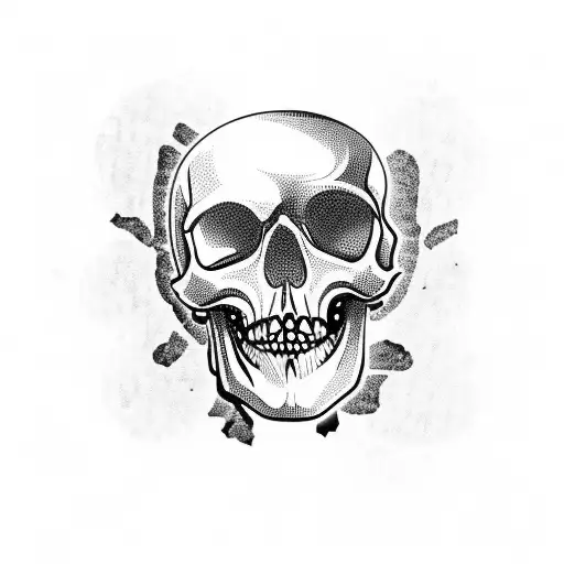 skull with piston tattoo design idea
