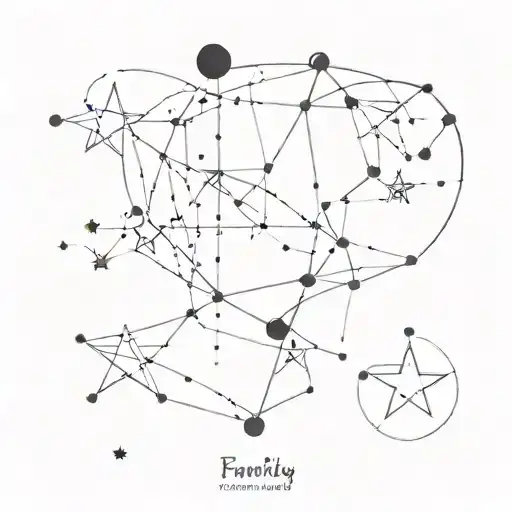 A minimalist tattoo design of a constellation map with each star representing a family member, symbolizing the importance of family and stars in your life tattoo design idea