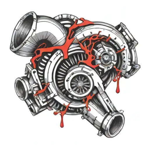turbocharger with blood dripping tattoo design idea