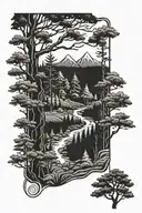 trail winding through a forest tattoo design idea