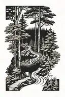 trail winding through a forest tattoo design idea