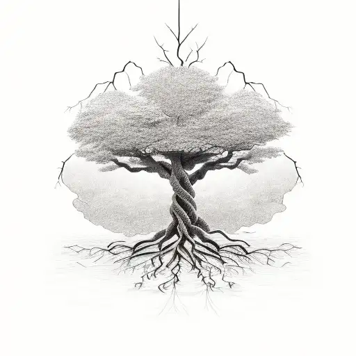 A tree with roots that spell out the names of your family and friends, symbolizing the strong foundation they provide in your life tattoo design idea