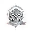 mayan pyramid skull tattoo design idea