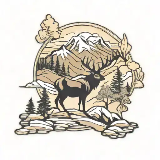 Colorado Mountain scene tattoo design idea