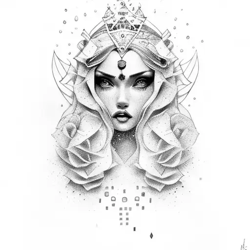 rainha das sereias nadando com uma cauda linda  tattoo design idea