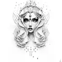 rainha das sereias nadando com uma cauda linda  tattoo design idea