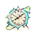 melting clock tattoo design idea