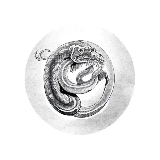 A sketch of a serpent coiling around a crystal ball tattoo design idea
