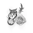 pair of tattoos (matching), simple, aesthetic, color, animal tattoo design idea