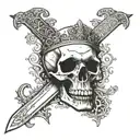 a long sword that has a hog skull at the handle and add a crown tattoo design idea