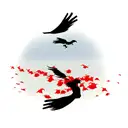 Itachi floating with crows tattoo design idea