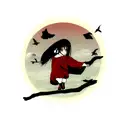 Itachi floating with crows tattoo design idea