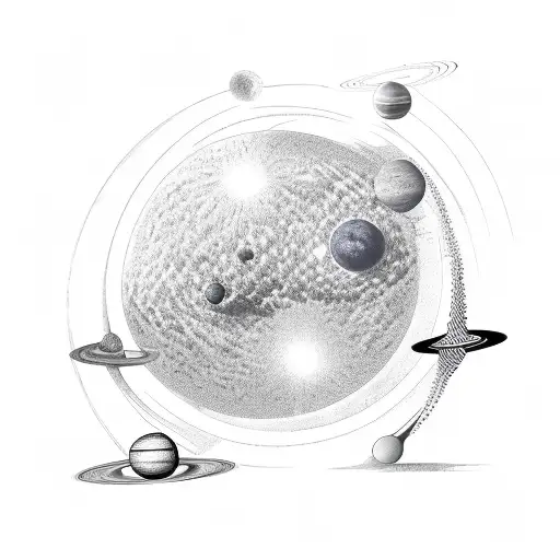 solar system 2d tattoo design idea