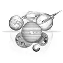 solar system 2d tattoo design idea