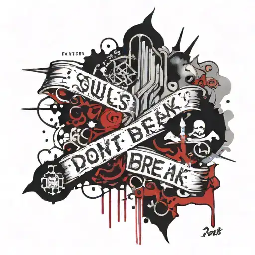 A tattoo design using the text "Souls don't break, they bend".  tattoo design idea