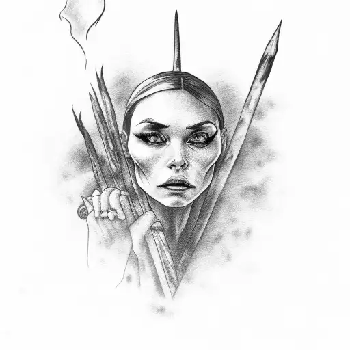 witch burning at stake tattoo design idea
