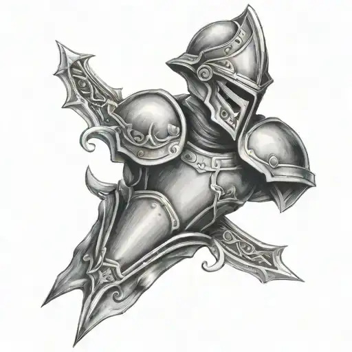 forearm iron armour tattoo design idea