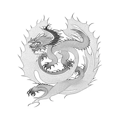 Japanese cherry blossom, dragon, Phoenix, sleeve tattoo design idea