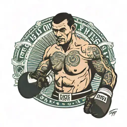 old school boxer wearing cleto reyes gloves tattoo design idea