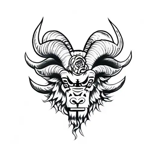 demonic ram  tattoo design idea