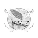 A rowing oar with a coffee bean pattern tattoo design idea